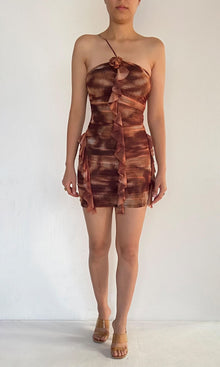Womens | Inv Nylon Net Short Dress | Brown