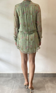 Womens | Inv Viscose Chiffon Short Dress | Green Multi