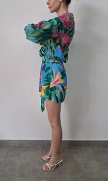 Womens | Inv Poly Satin Lycra Overlap Short Dress | Powder Blue