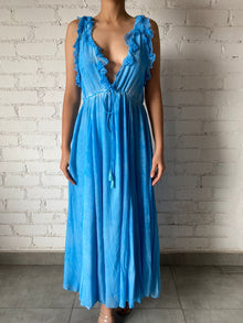 Rococo Sand | Viscose Long Dress | Blue