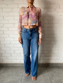 Rococo Sand | Chiffon Crop Shirt | Multicolor