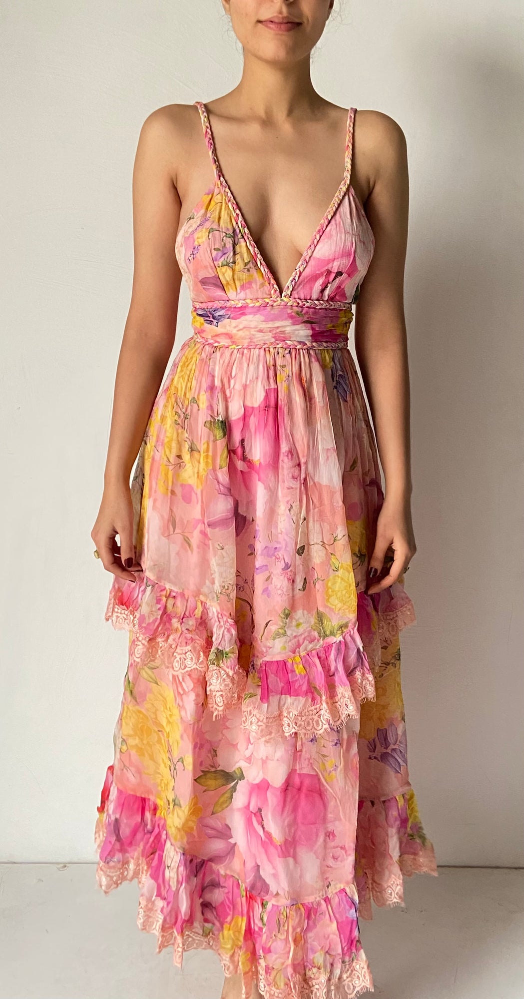 Rococo Sand | Leona Strappy Long Dress | Peach