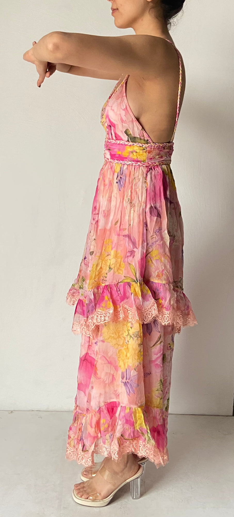 Rococo Sand | Leona Strappy Long Dress | Peach