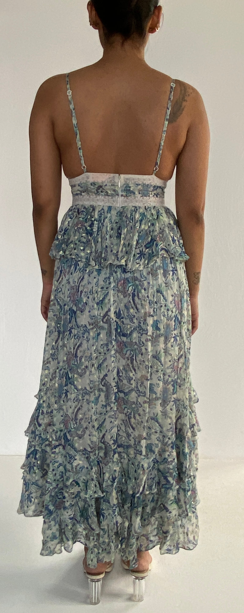 Rococo Sand | Strappy Long Dress | Blue/White