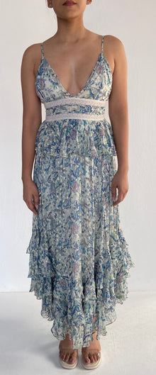 Rococo Sand | Strappy Long Dress | Blue/White
