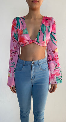 Rococo Sand | Full-Sleeve Crop Top | Pink