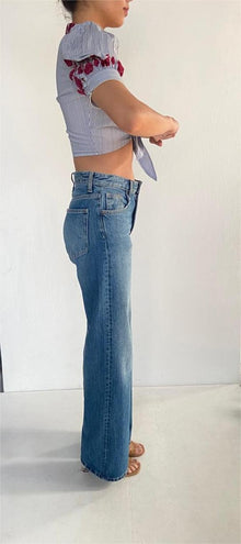 Rococo Sand | Knotted Crop Top | Blue