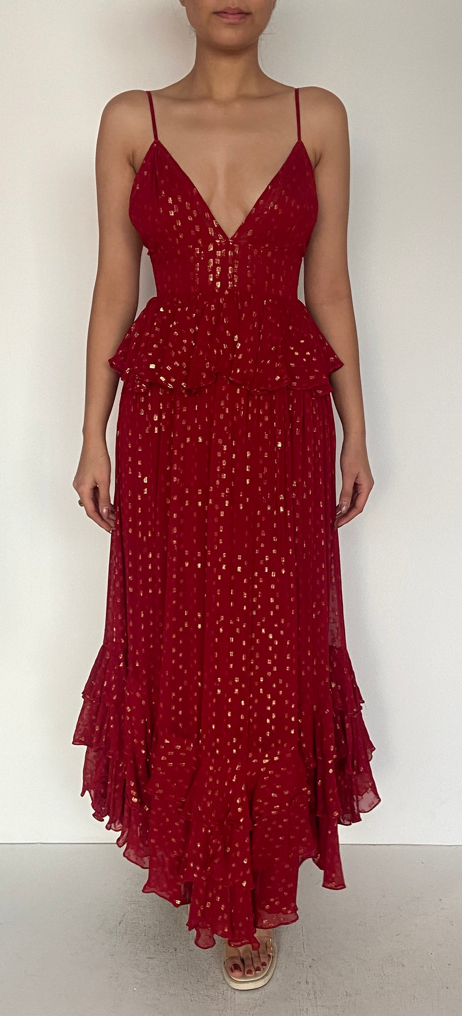 Rococo Sand | Orlean Midi Dress | Red