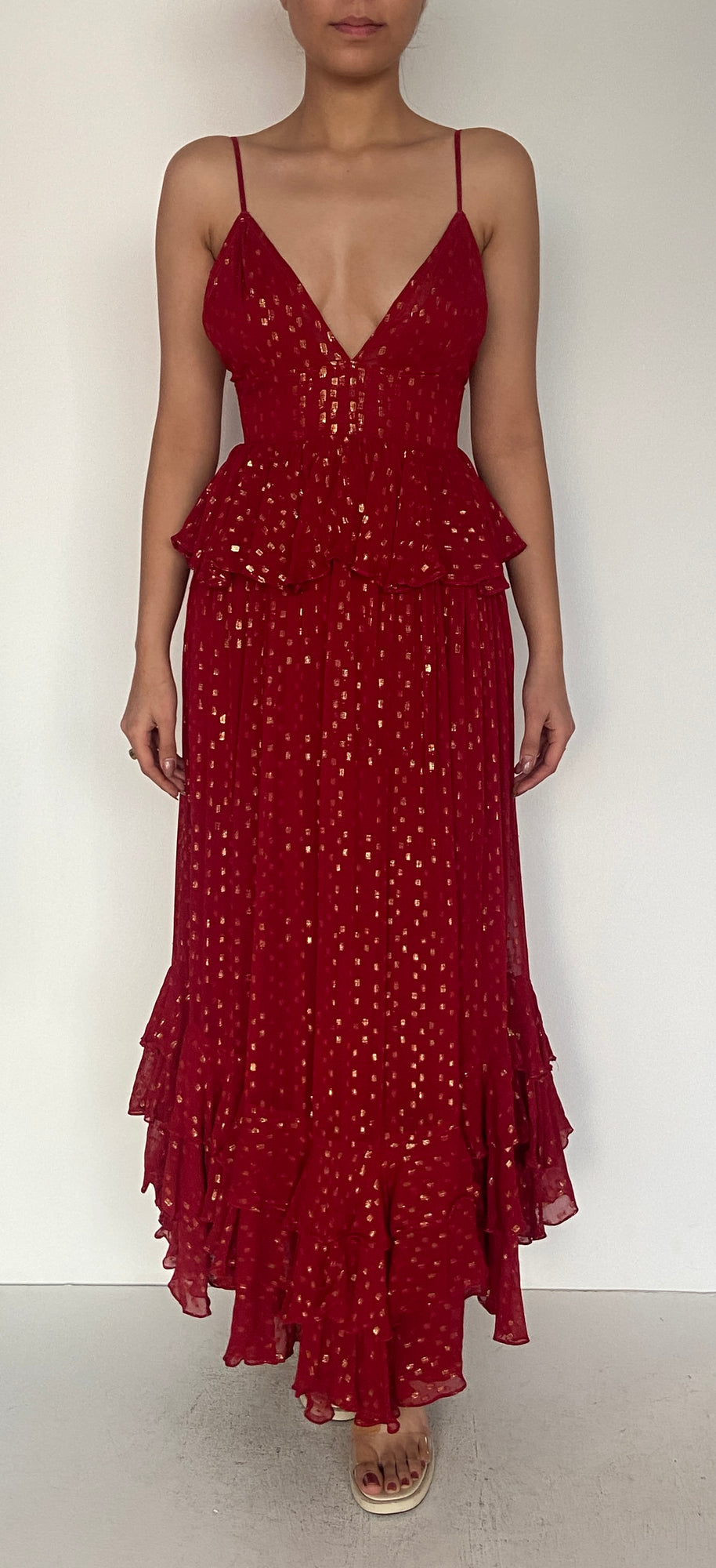 Rococo Sand | Orlean Midi Dress | Red