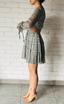 Rococo Sand | River Button-Down Short Dress | Gray