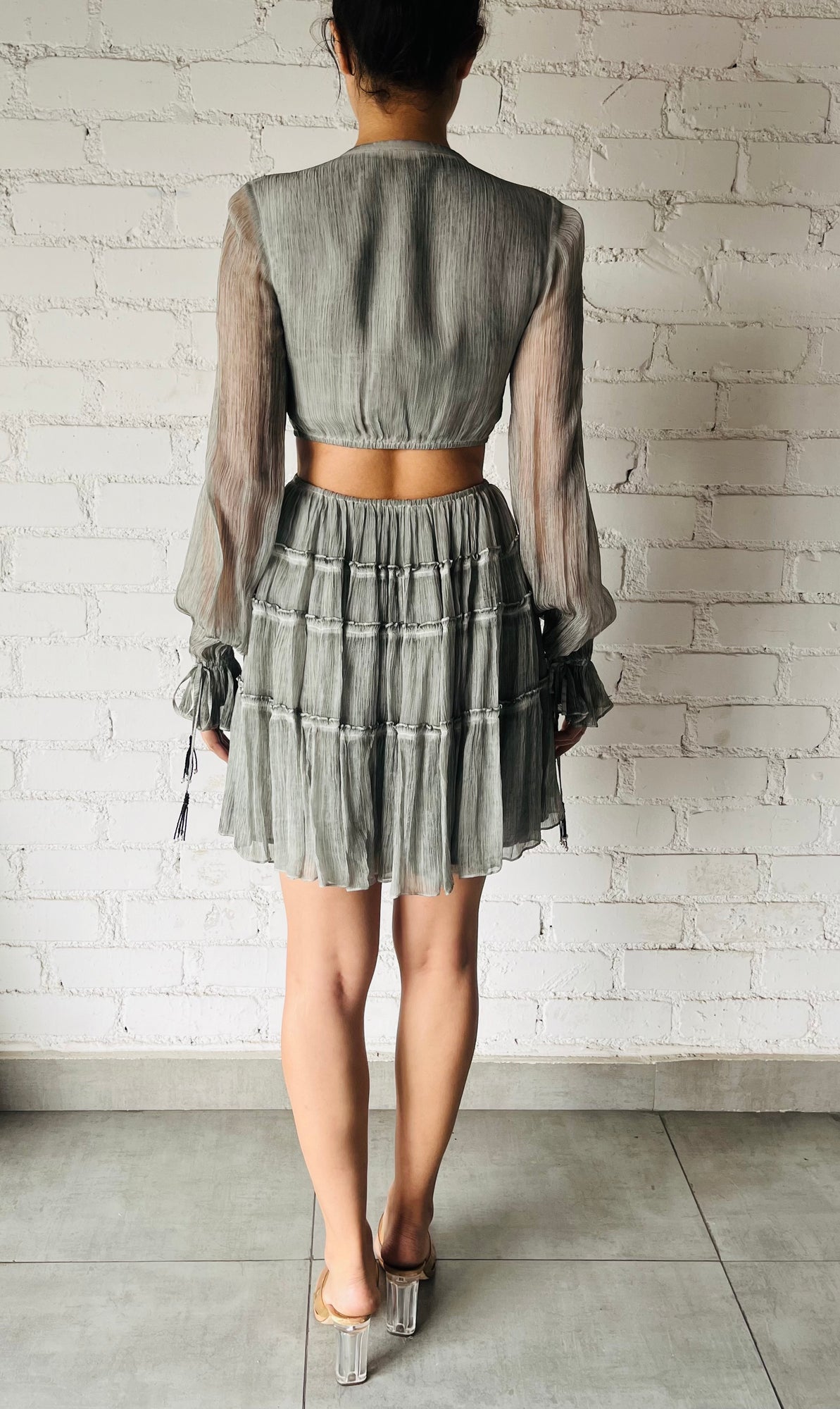 Rococo Sand | River Button-Down Short Dress | Gray