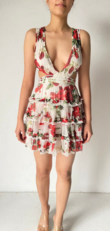 Rococo Sand | Rosie Cut Out Floral Short Dress | White/Red
