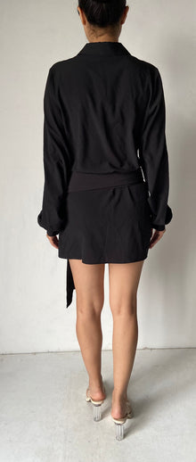 Rococo Sand | Rue Button-Down Collar Short Dress | Black