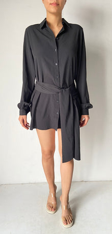 Rococo Sand | Rue Button-Down Collar Short Dress | Black