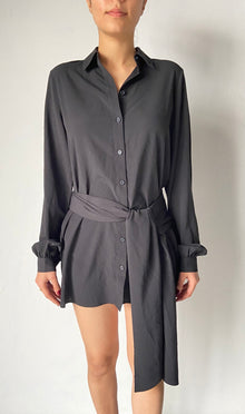 Rococo Sand | Rue Button-Down Collar Short Dress | Black