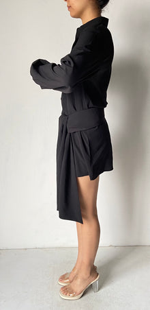 Rococo Sand | Rue Button-Down Collar Short Dress | Black