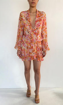 Womens | Inv Viscose Georgtte Lurex Short Dress | Orange
