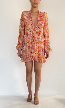 Womens | Inv Viscose Georgtte Lurex Short Dress | Orange