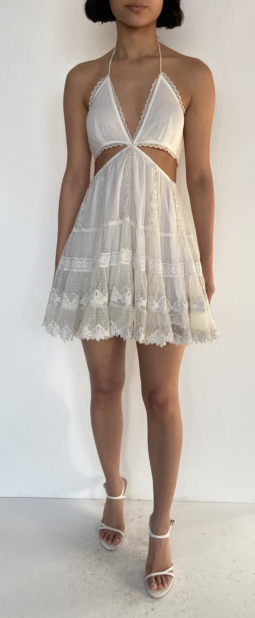Rococo Sand | Cutout Short Dress | White