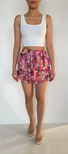 Rococo Sand | Printed Lurex Short Skirt | Pink