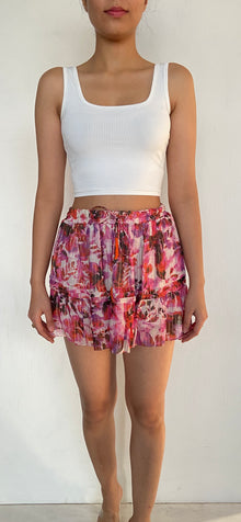 Rococo Sand | Printed Lurex Short Skirt | Pink