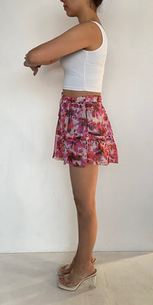 Rococo Sand | Printed Lurex Short Skirt | Pink