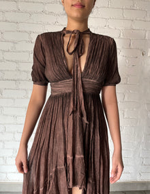 Rococo Sand | Brown Highlow Dress-Neck Tie | Brown