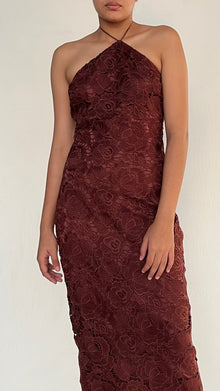 Rococo Sand | Brown Lace Midi Dress | Brown