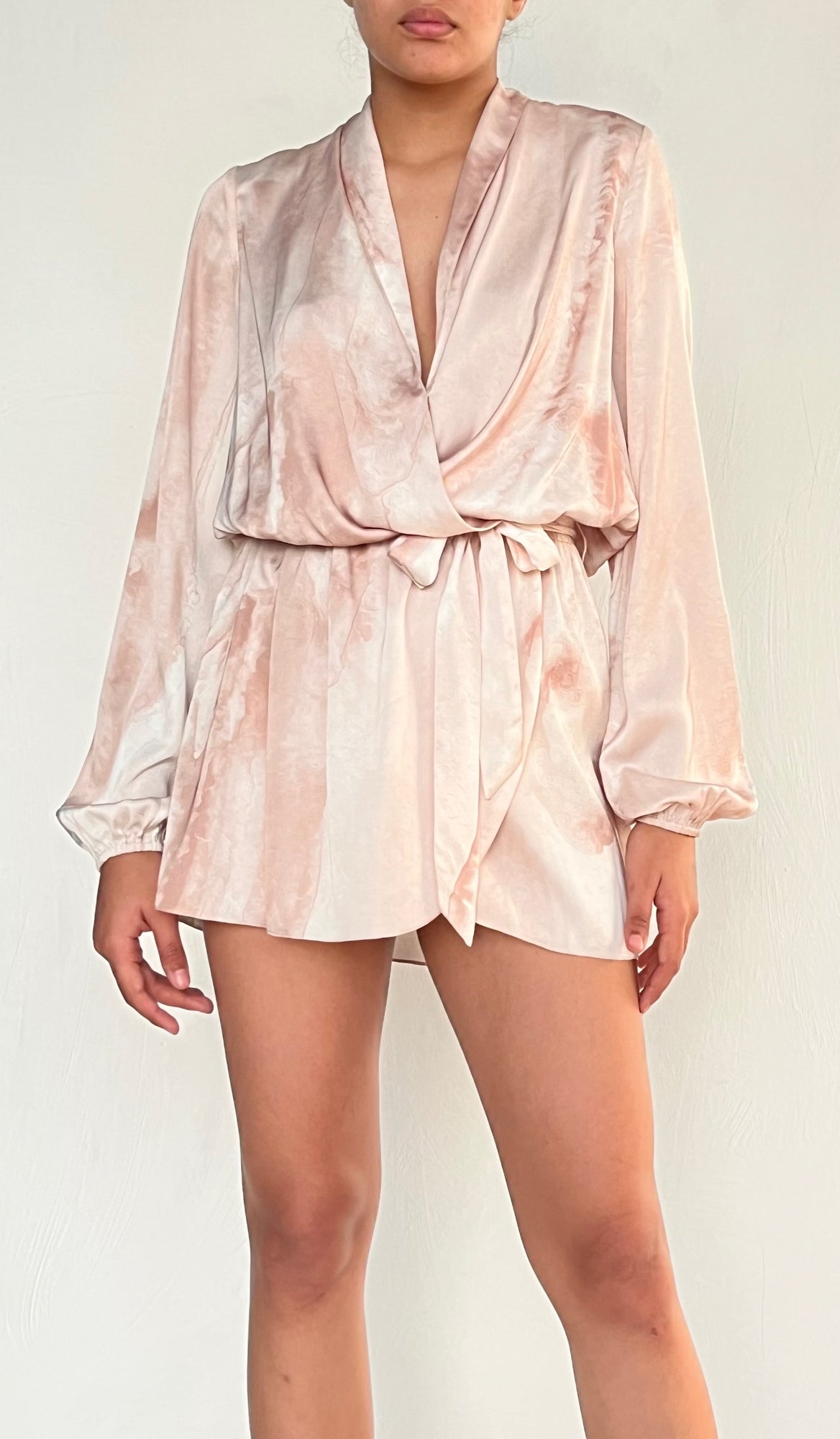 Rococo Sand | Overlapped Satin Dress | Ivory