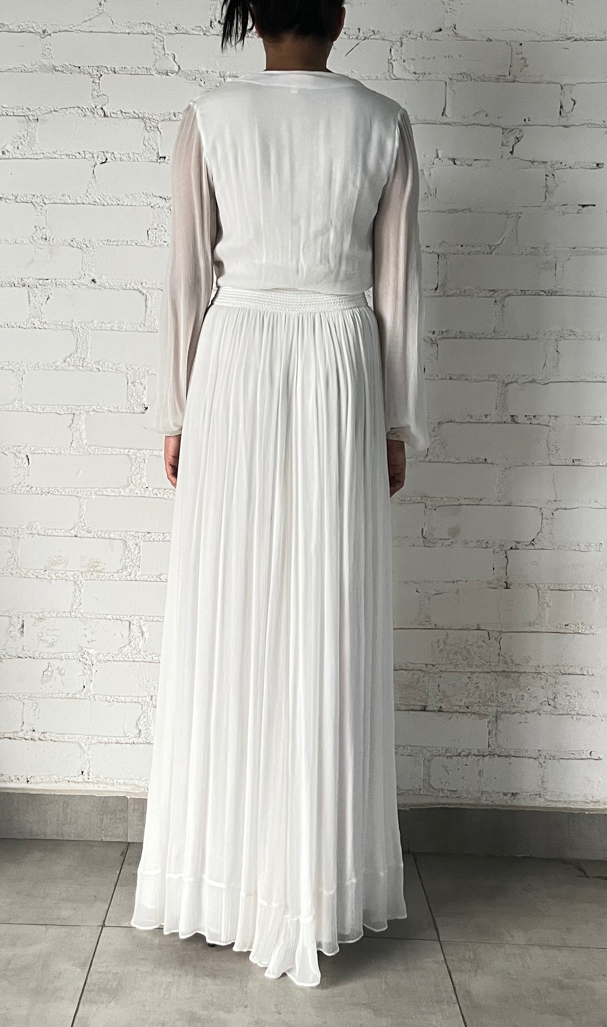 Rococo Sand | Chiffon Long Skirt | White