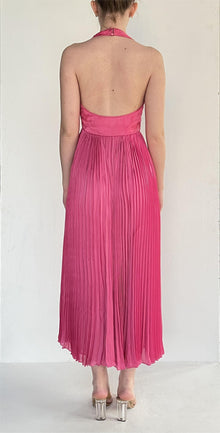 Rococo Sand | Deep-Neck Midi Dress | Pink