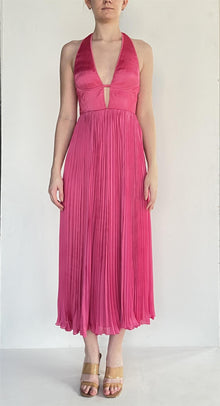 Rococo Sand | Deep-Neck Midi Dress | Pink