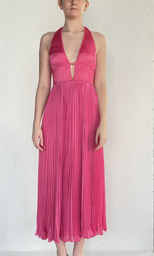 Rococo Sand | Deep-Neck Midi Dress | Pink