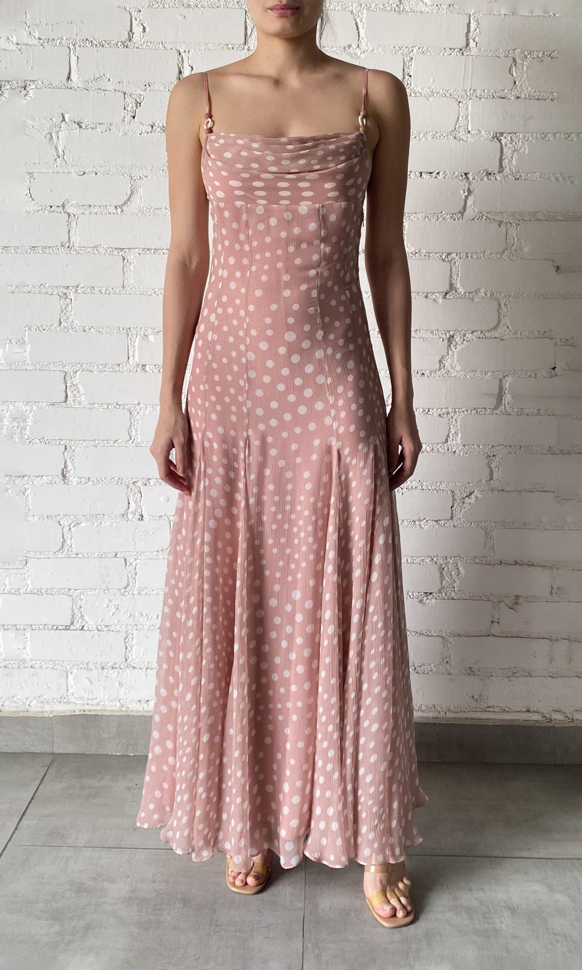 Womens | Jace Polyester Crinkle Chiffon Maxi Dress | Misty Rose