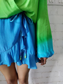 Rococo Sand | Kiki Long-Sleeve Short Dress | Blue/Green Ombre