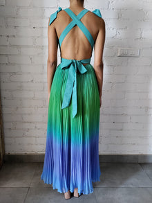 Rococo Sand | Kiki V-Neck Sleeveless Long Dress | Blue/Green Ombre
