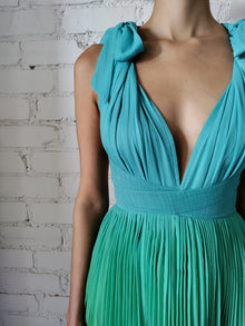 Rococo Sand | Kiki V-Neck Sleeveless Long Dress | Blue/Green Ombre
