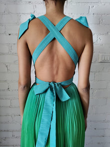 Rococo Sand | Kiki V-Neck Sleeveless Long Dress | Blue/Green Ombre