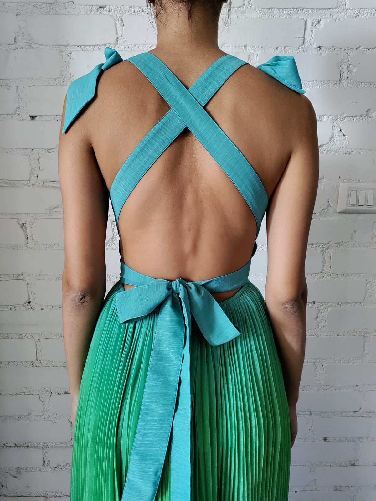 Rococo Sand | Kiki V-Neck Sleeveless Long Dress | Blue/Green Ombre