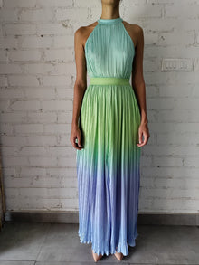 Rococo Sand | Kiki Halter-Neck Long Dress | Blue/Green Ombre