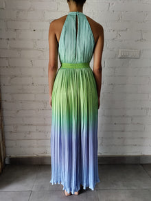 Rococo Sand | Kiki Halter-Neck Long Dress | Blue/Green Ombre