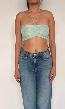 Womens | Lara Viscose Georgtte Lurex Bandeau | Aqua