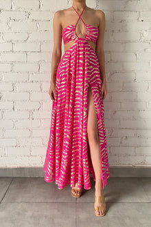 Lara Halterneck Strapline Long Dress | Fuchsia