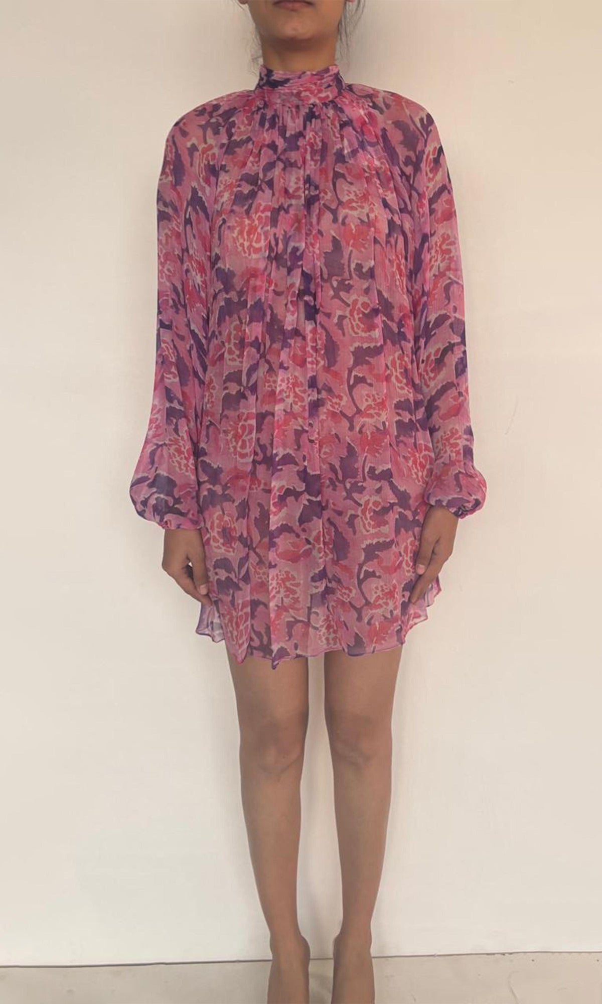 Womens | Lei Viscose Crinkle Chiffon Short Dress | Pink