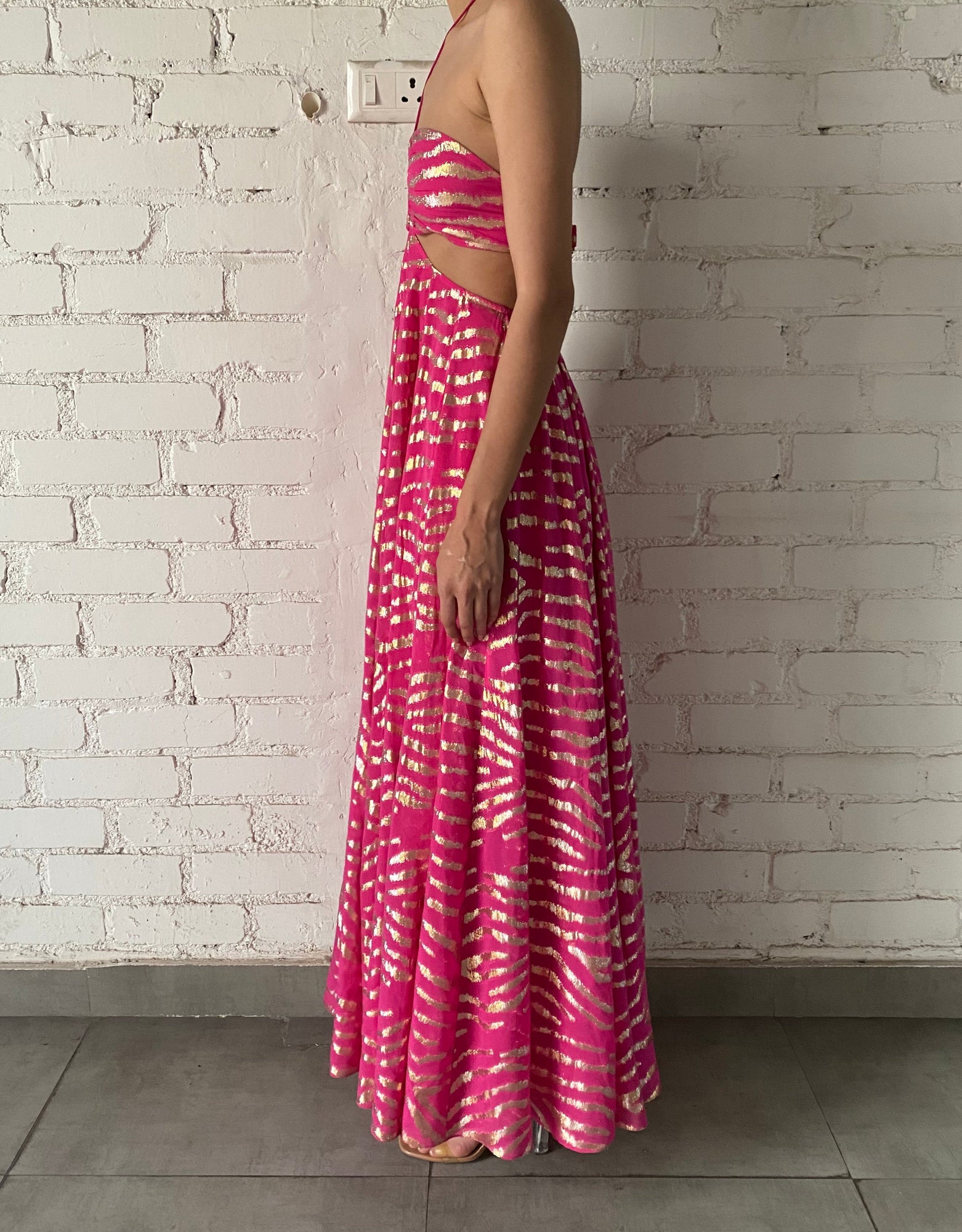 Lara Halterneck Strapline Long Dress | Fuchsia