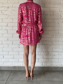 Rococo Sand | Lara Collar Wrap Mini Dress | Fuchsia