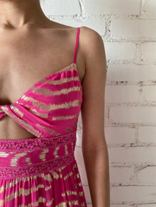 Rococo Sand | Lara Spaghetti Strap Long Dress | Fuchsia