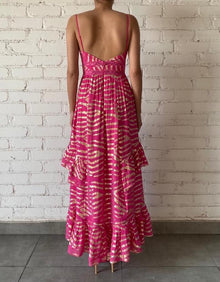 Rococo Sand | Lara Spaghetti Strap Long Dress | Fuchsia