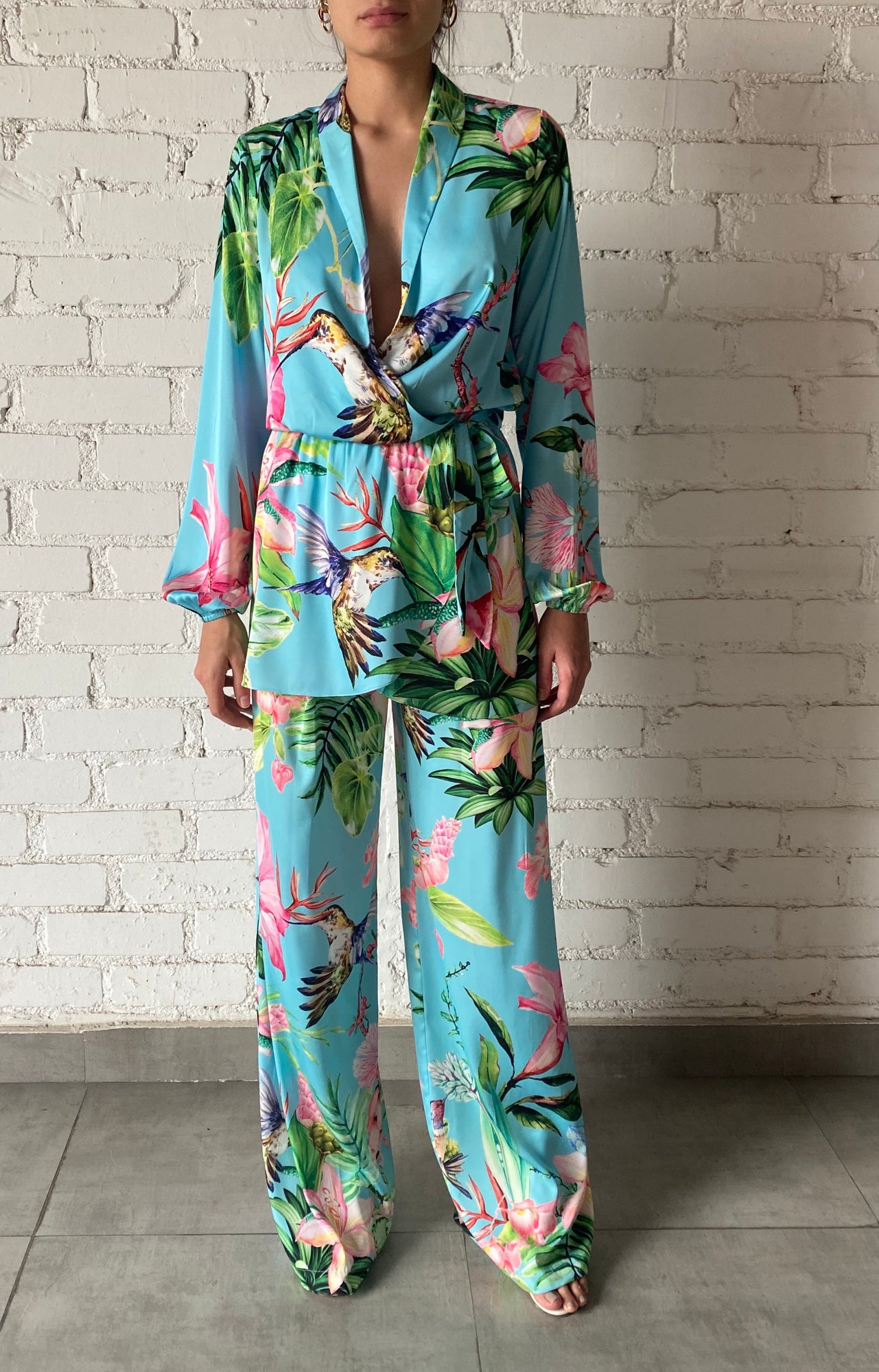 Rococo Sand | Loiss Long-Sleeve Short Dress | Turquoise
