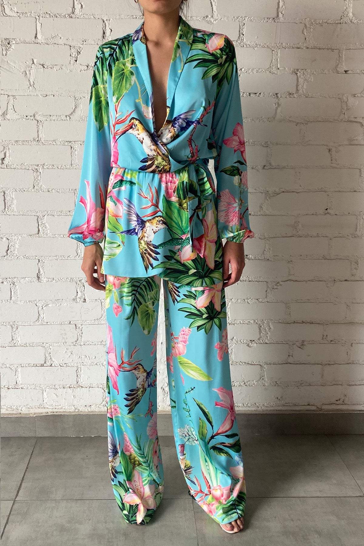 Loiss V-Neck Collared Wrap Short Dress | Turquoise